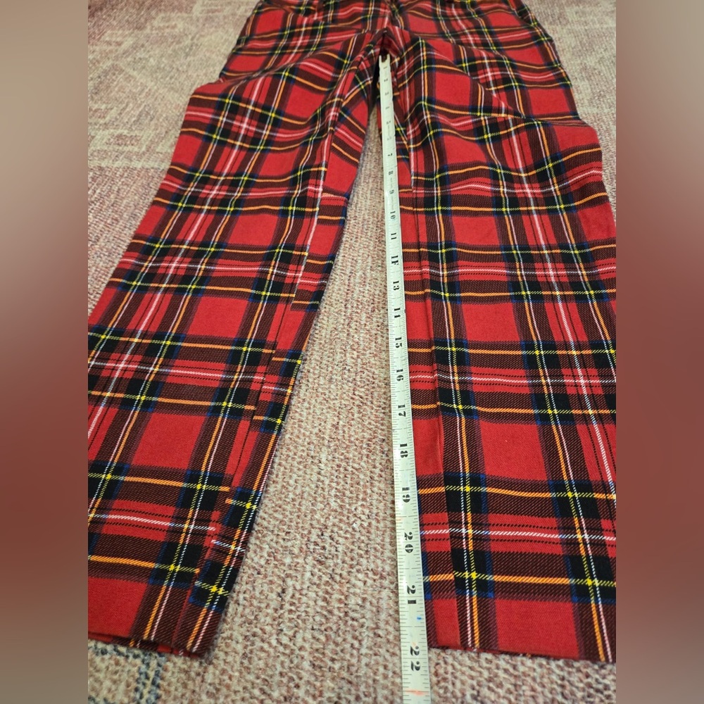J Crew Factory Winnie Red Tartan Plaid Pants Stretch Preppy Pants - Picture 10 of 10